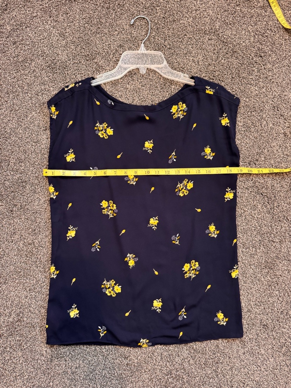 2 Loft Short Sleeve Sheer Tops Sz Small Oversized Navy Yellow Flowers &All Black - Picture 7 of 15